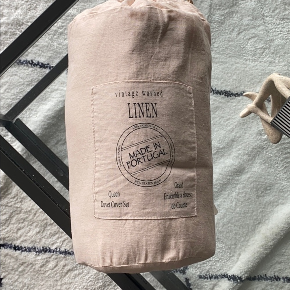 Queen duvet set blush pink